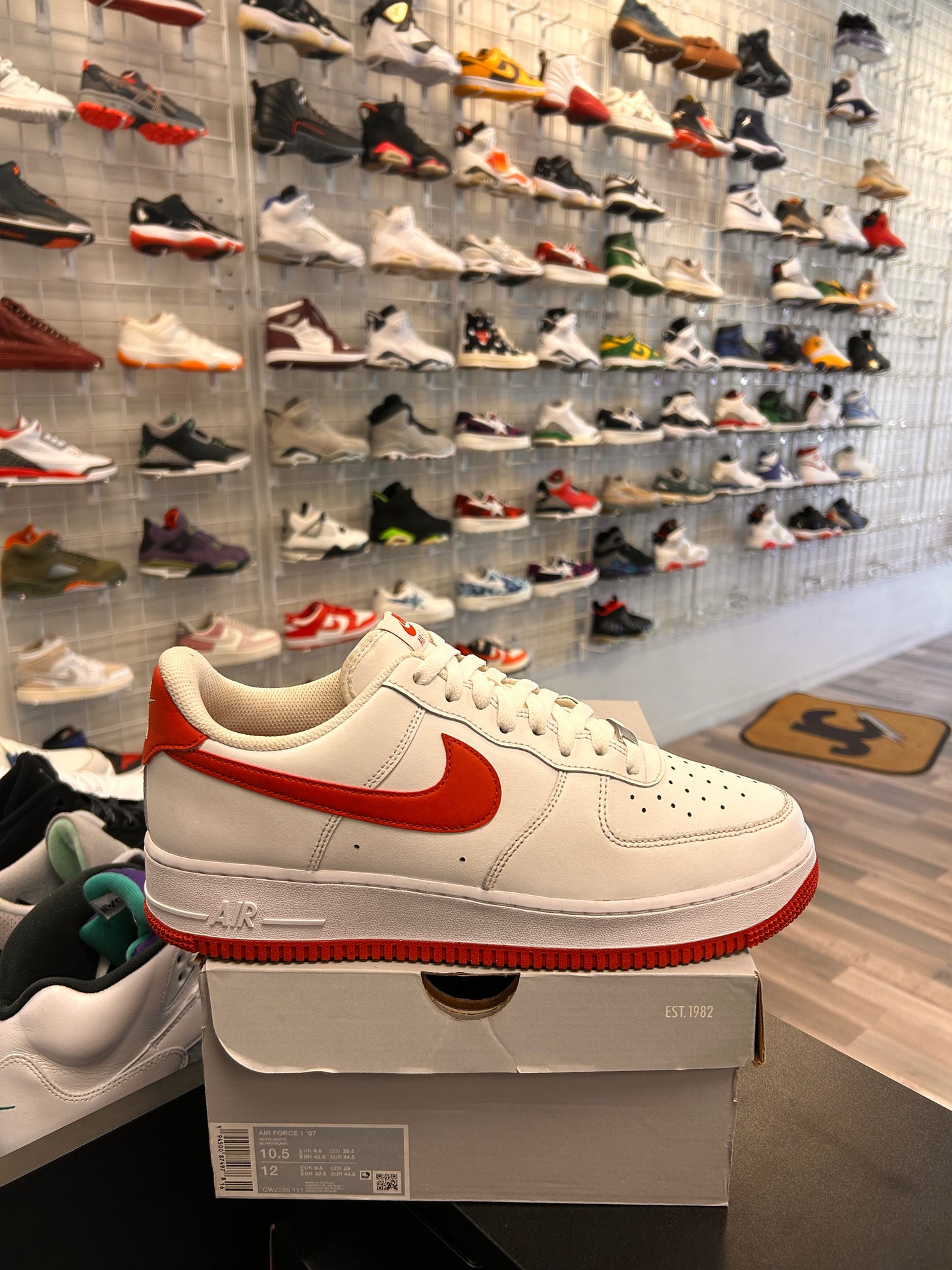 Red White Airforce 1s Size 10.5