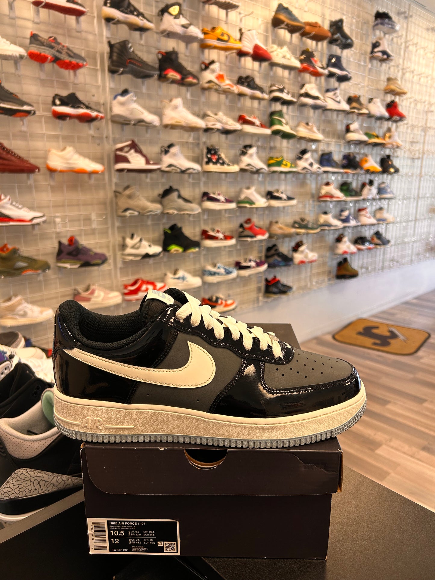 Black Iron Grey Patent Airforce 1s Size 10.5